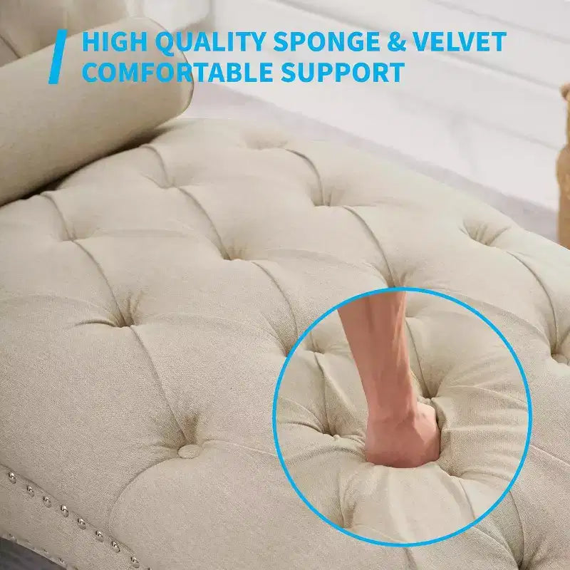 Button-Tufted Chaise Lounge Chair, Sofa Chaise Chair Indoor