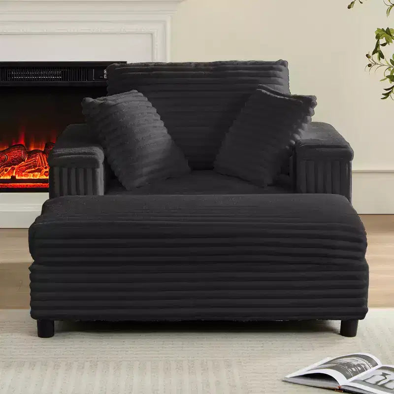 43 W Oversized Chaise Lounge Chair Indoor with Ottoman