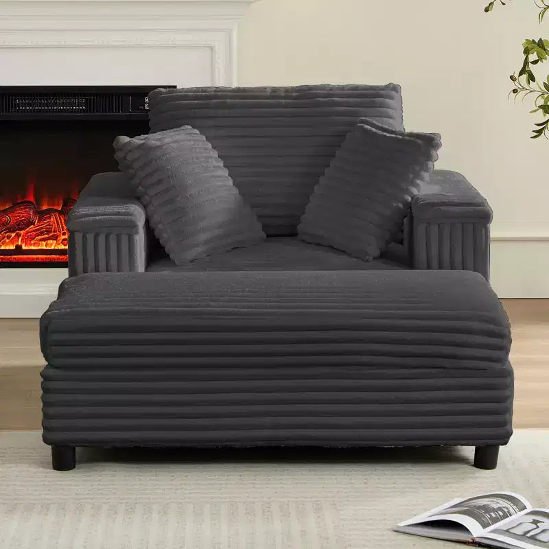 43 W Oversized Chaise Lounge Chair Indoor with Ottoman