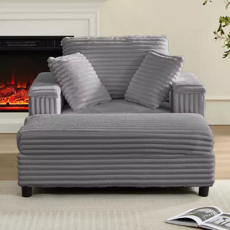 43 W Oversized Chaise Lounge Chair Indoor with Ottoman
