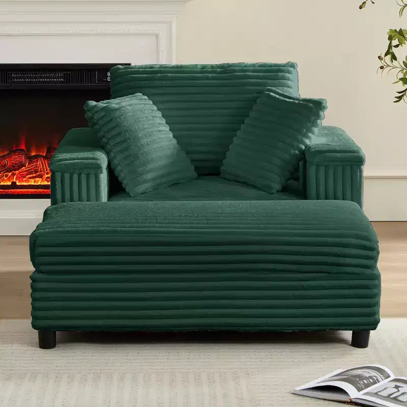 43 W Oversized Chaise Lounge Chair Indoor with Ottoman