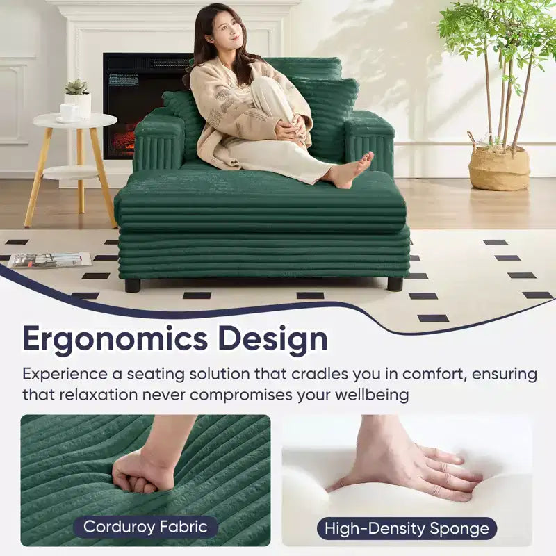 43 W Oversized Chaise Lounge Chair Indoor with Ottoman