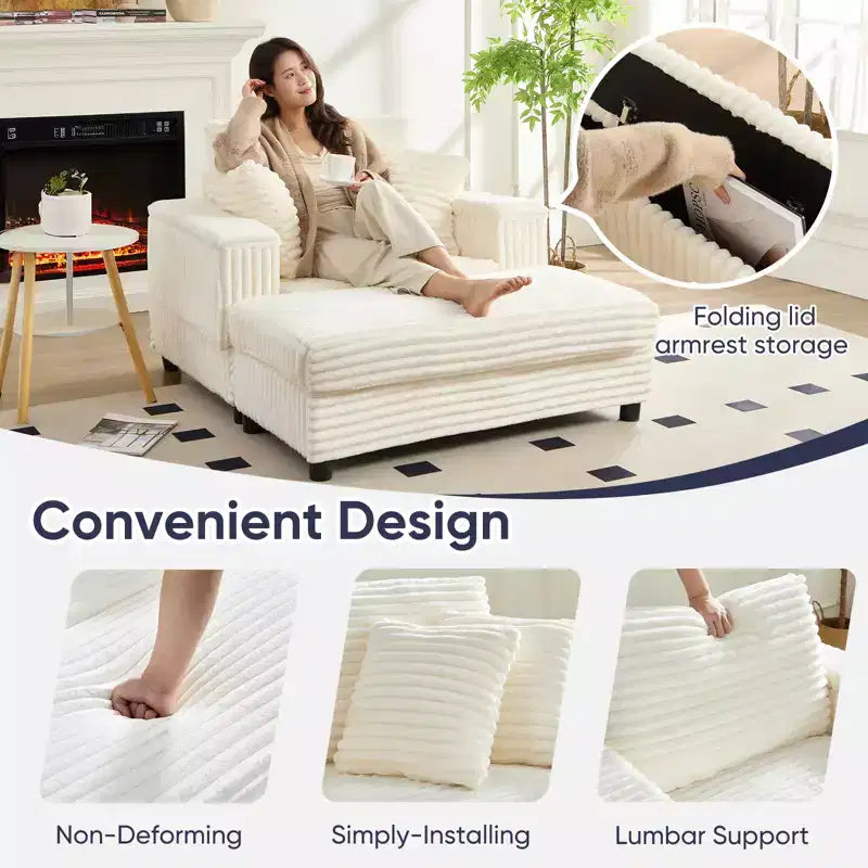 43 W Oversized Chaise Lounge Chair Indoor with Ottoman