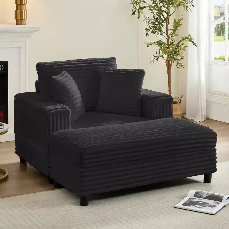 43 W Oversized Chaise Lounge Chair Indoor with Ottoman