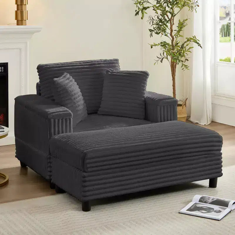 43 W Oversized Chaise Lounge Chair Indoor with Ottoman