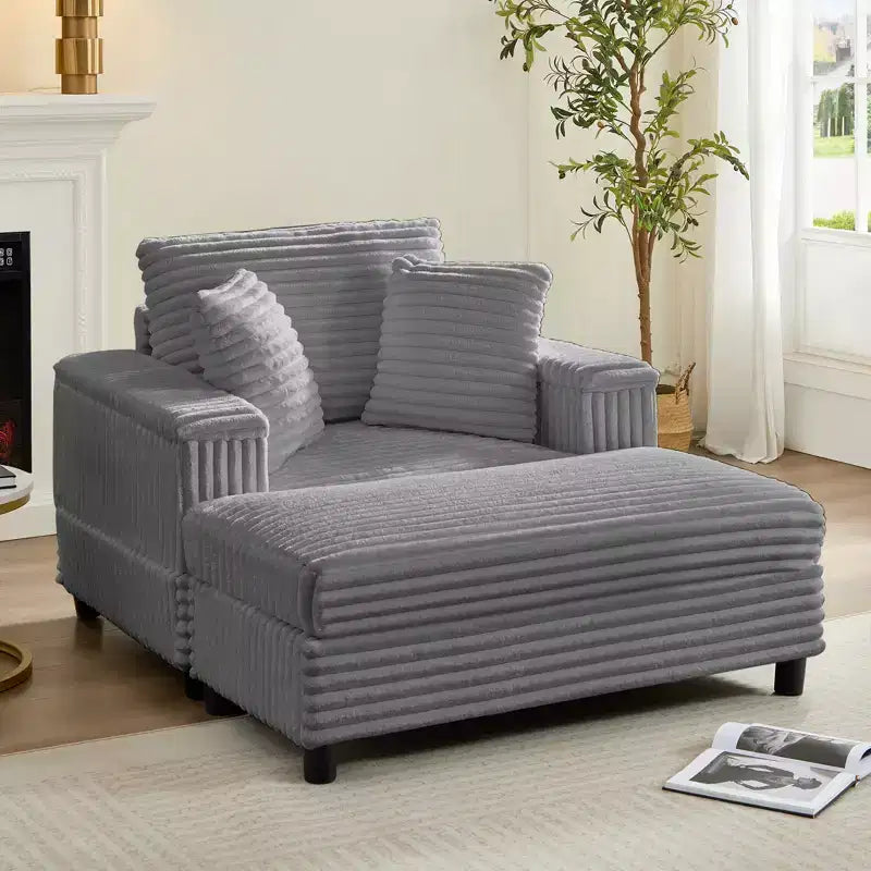 43 W Oversized Chaise Lounge Chair Indoor with Ottoman