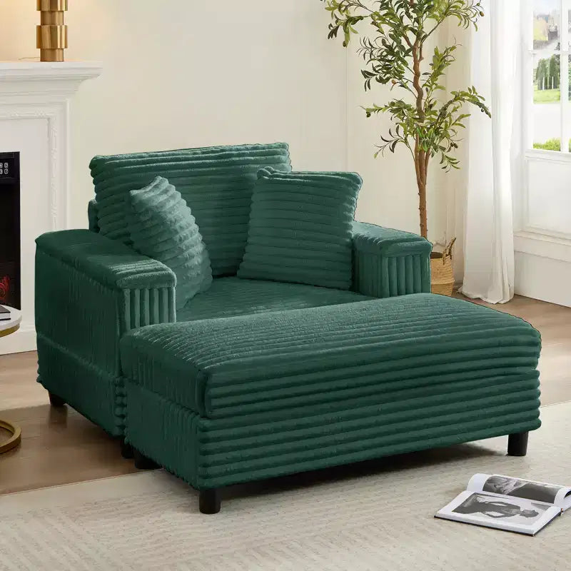 43 W Oversized Chaise Lounge Chair Indoor with Ottoman