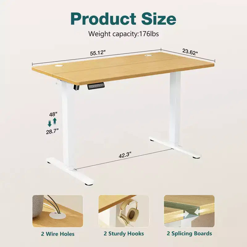 Ergonomic Height Adjustable Table with T-Shaped Metal Bracket Modern Computer Workstations