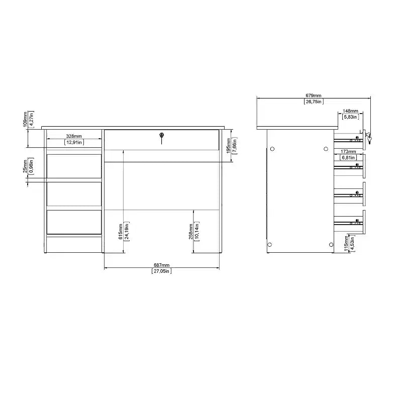 29.76 in.H Beige Color Wood Writing Desks with Concealed Storage Compartment