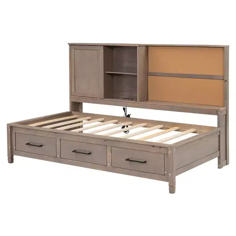 Byron Twin Size Lounge Daybed with Storage Shelves and USB Ports