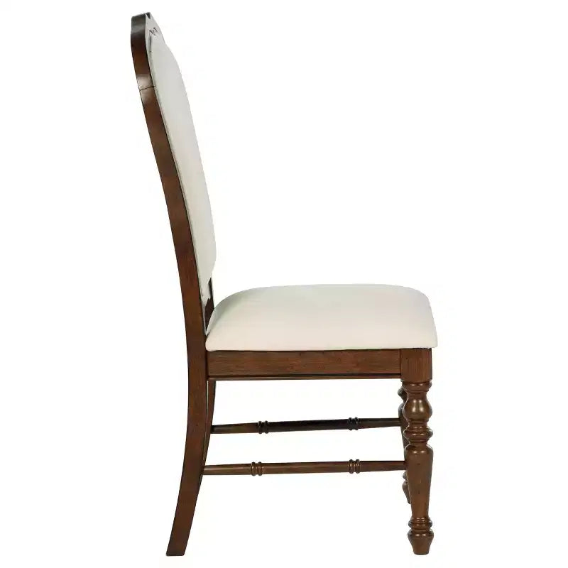 Bennett Upholstered Fabric and Wood Dining Chairs with Rounded Backs and Turned Legs (Set of 2)