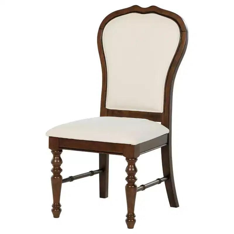 Bennett Upholstered Fabric and Wood Dining Chairs with Rounded Backs and Turned Legs (Set of 2)