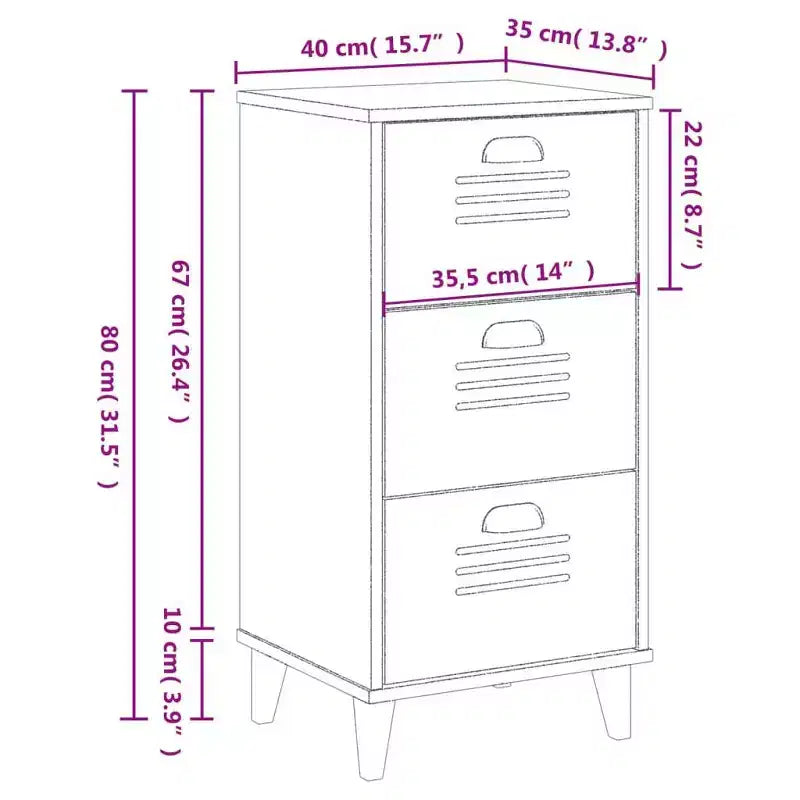 Bedside Cabinet Accent End Table Bedroom Furniture Solid Wood Pine