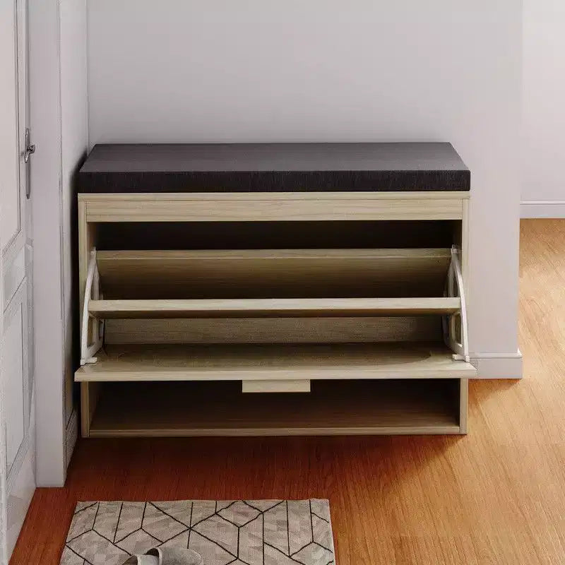 | Real Rattan Upholstered Storage Bench