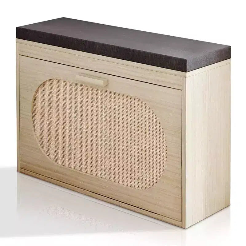 | Real Rattan Upholstered Storage Bench