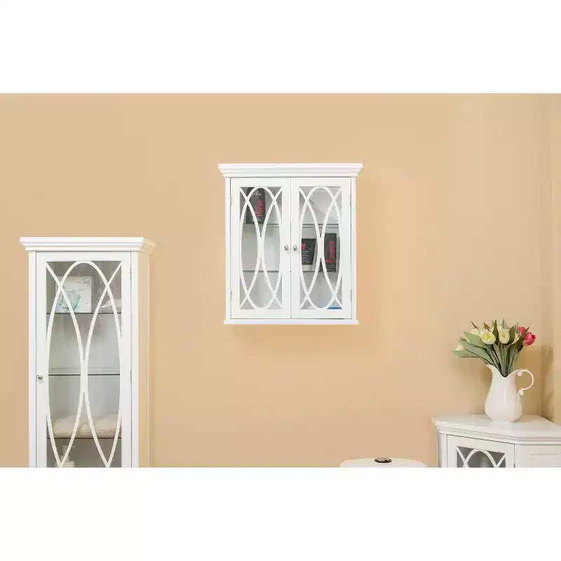 Florence 2 Door Wooden Removable Wall Cabinet with Adjustable Shelves, White
