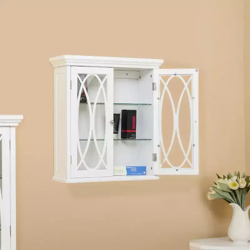 Florence 2 Door Wooden Removable Wall Cabinet with Adjustable Shelves, White
