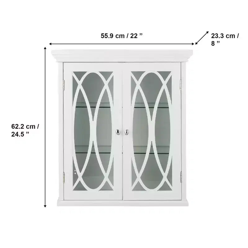 Florence 2 Door Wooden Removable Wall Cabinet with Adjustable Shelves, White