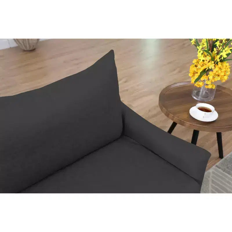 67 Modern Loveseat - Curved Arms & Back, Removable Washable Back Covers, Gold Metal Legs