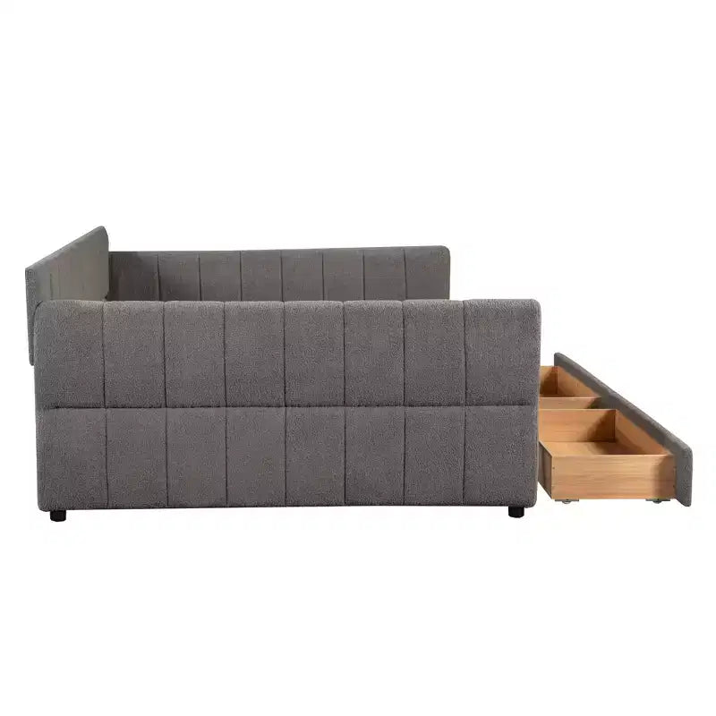 Queen Size Platform Bed, Upholstered Storage Bed Frame with USB Ports and 2 Drawers/Trundle