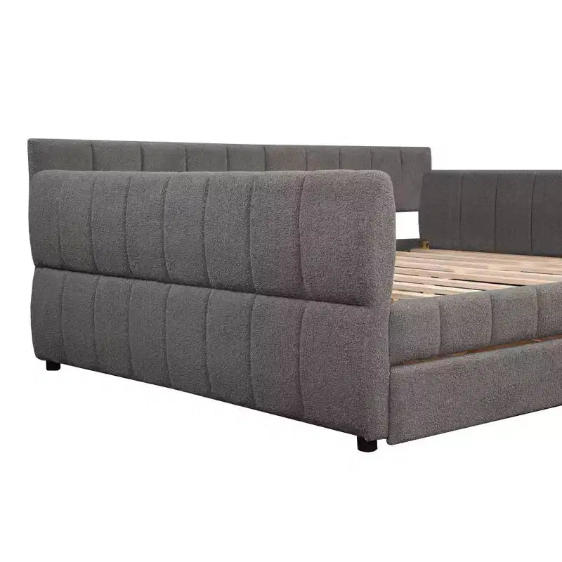 Queen Size Platform Bed, Upholstered Storage Bed Frame with USB Ports and 2 Drawers/Trundle