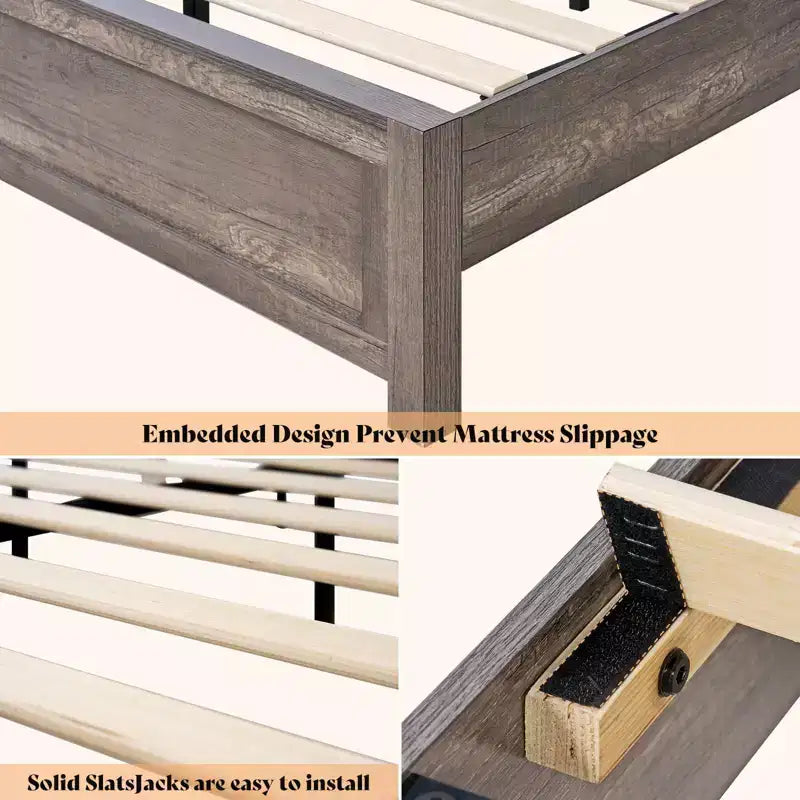 Farmhouse Bed Frame with 49.2 Barn Door Headboard