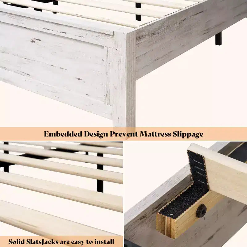 Farmhouse Bed Frame with 49.2 Barn Door Headboard