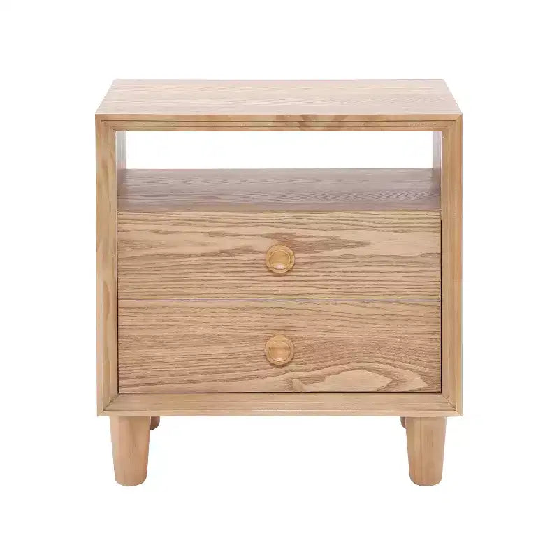 Ramona Modern Nightstand with 2 Drawers and Open Shelf