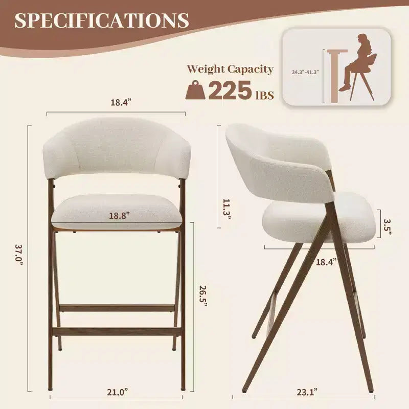 Soft Fabric Dining Chair with Sweeping Backrest & Wood-Look Legs, Kitchen Side Chair with Integrated Footrest