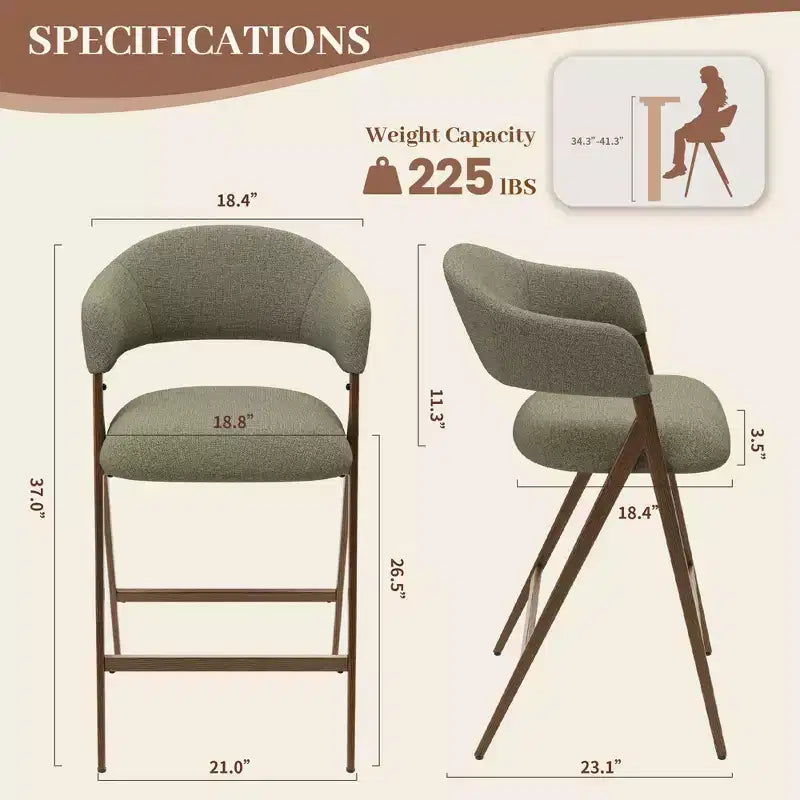 Soft Fabric Dining Chair with Sweeping Backrest & Wood-Look Legs, Kitchen Side Chair with Integrated Footrest