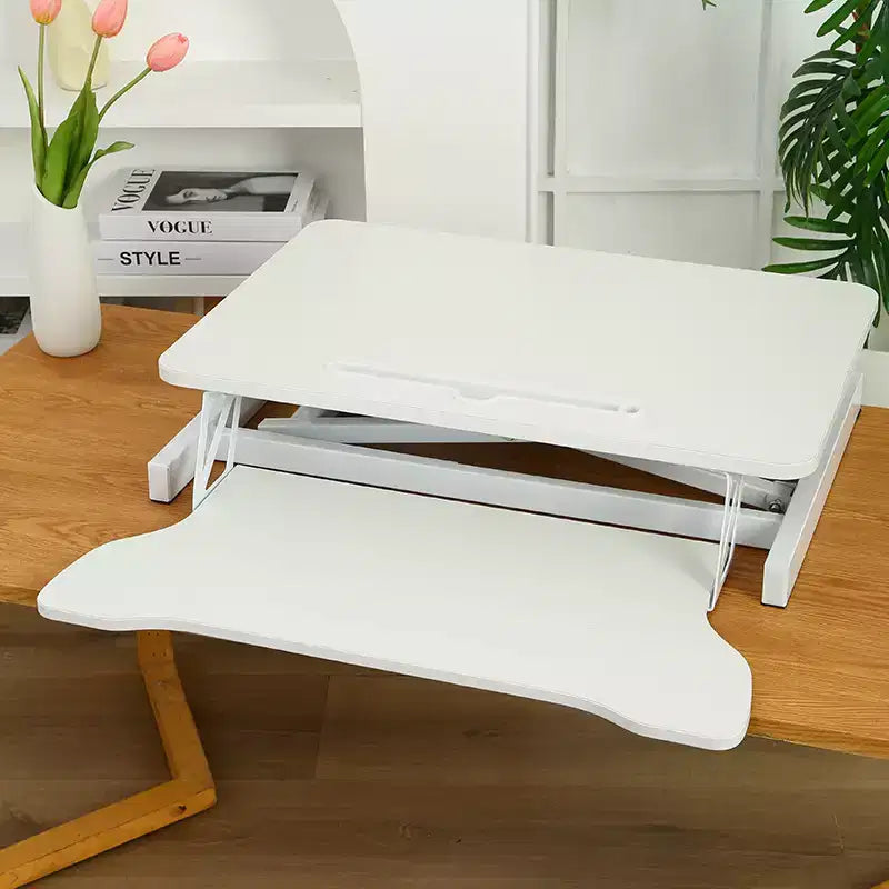 32-inch Desk Converter Adjustable Height Sit-Stand Desk, Dual Monitor Computer Workstation, Standing Desk with Wide Keyboard Tray