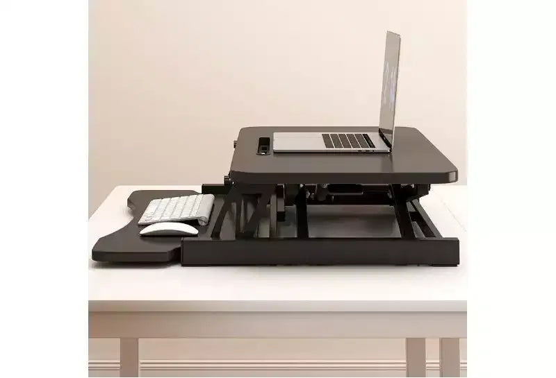 32-inch Desk Converter Adjustable Height Sit-Stand Desk, Dual Monitor Computer Workstation, Standing Desk with Wide Keyboard Tray