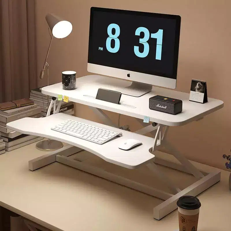 32-inch Desk Converter Adjustable Height Sit-Stand Desk, Dual Monitor Computer Workstation, Standing Desk with Wide Keyboard Tray