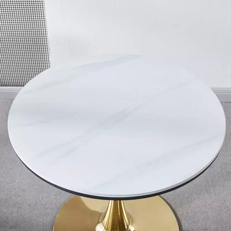 31.5-inch Tulip Table Mid-Century Dining Table with Round MDF Table Top and Metal Legs, for 2-4 People