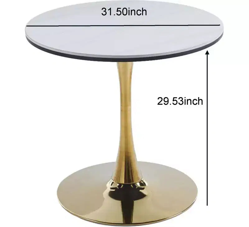 31.5-inch Tulip Table Mid-Century Dining Table with Round MDF Table Top and Metal Legs, for 2-4 People