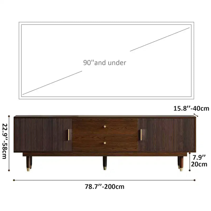 78.7Mid-century Modern Tv Cabinet Entertainment Center With Storage Drawers, Living Room Bedroom Media Cabinet Walnut
