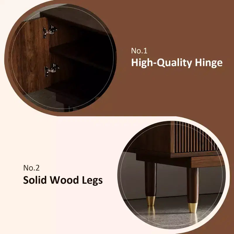 78.7Mid-century Modern Tv Cabinet Entertainment Center With Storage Drawers, Living Room Bedroom Media Cabinet Walnut