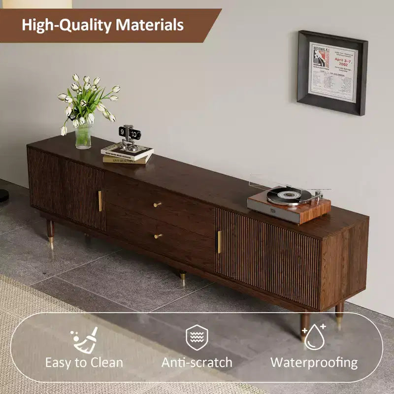 78.7Mid-century Modern Tv Cabinet Entertainment Center With Storage Drawers, Living Room Bedroom Media Cabinet Walnut