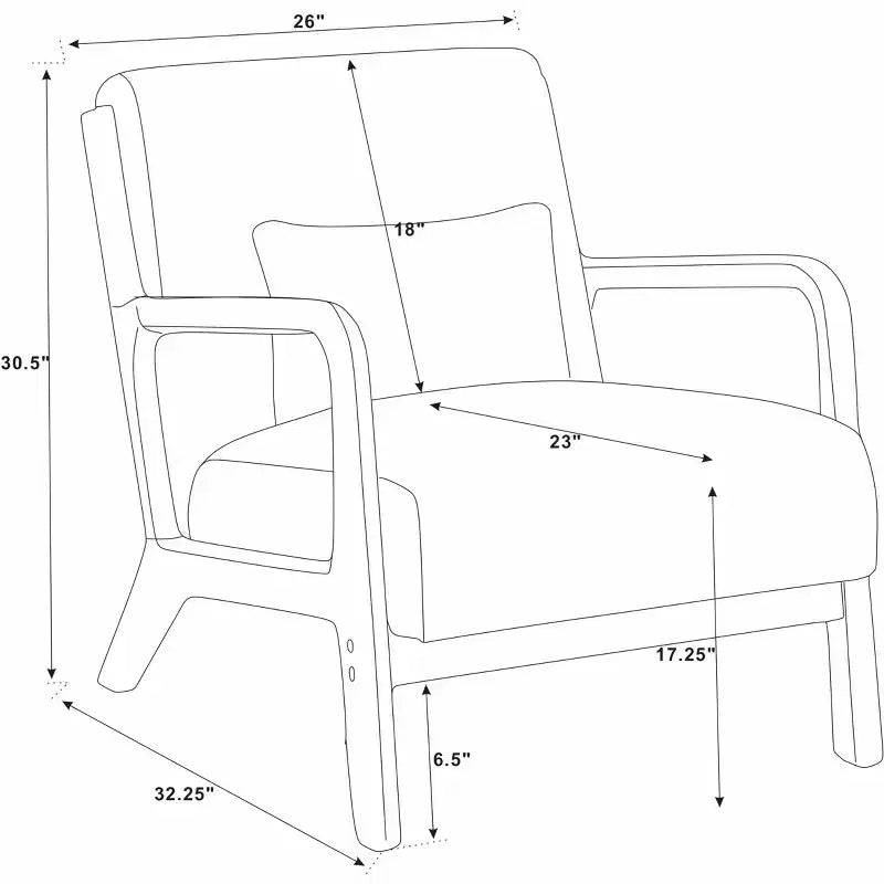 Corduroy Accent Chair with Solid Wood Frame, Upholstered Lounge Armchair with Pillow, Mid Century Reading Chair for Living Room Bedroom