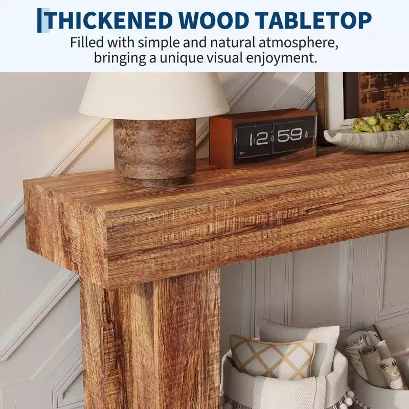 63 Console Table for Entryway, Narrow Farmhouse Sofa Table with Storage, Industrial Wood Accent Table, Brown