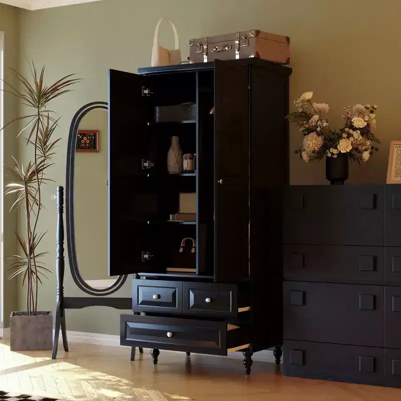 Wardrobe Closet 2 Door 3 Drawer with Tall Legs