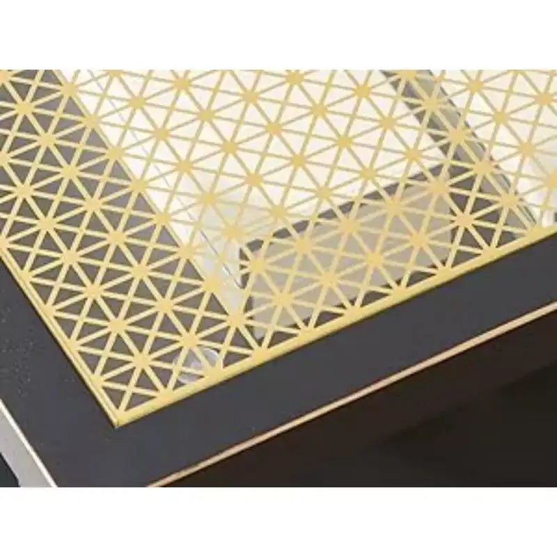 Everett Gold Mesh Glass Coffee Table with Metal Frame