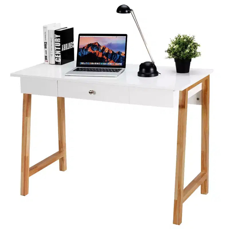 Computer Desk Laptop PC Writing Table Makeup Vanity Table w/Drawer and Wood Legs