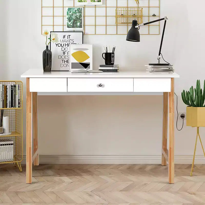 Computer Desk Laptop PC Writing Table Makeup Vanity Table w/Drawer and Wood Legs