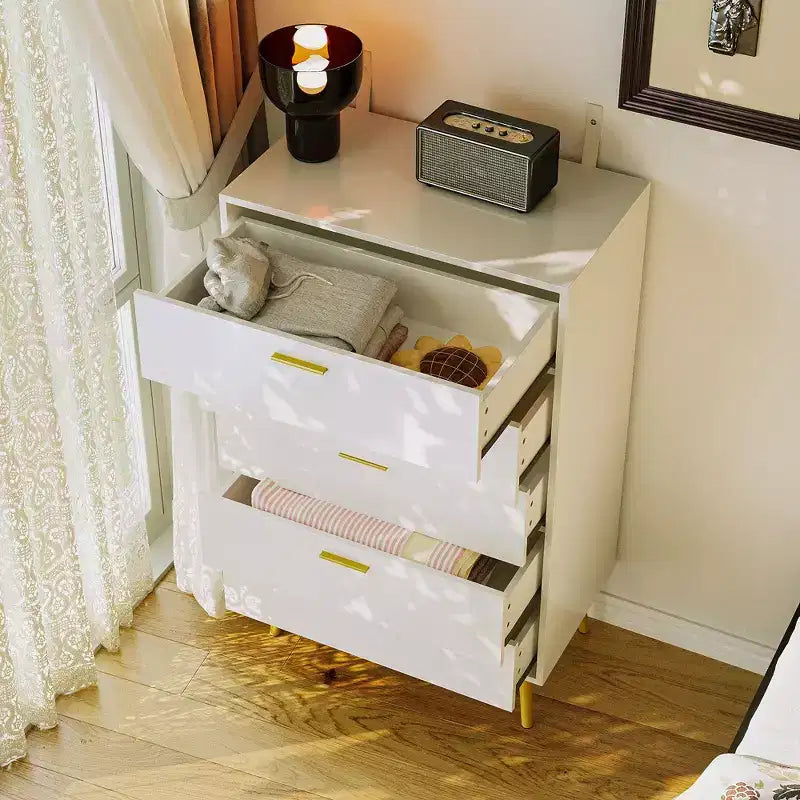 Vertical Dresser Storage Cabinet White 5 Drawer Large Storage Space Tall Cabinet Legs